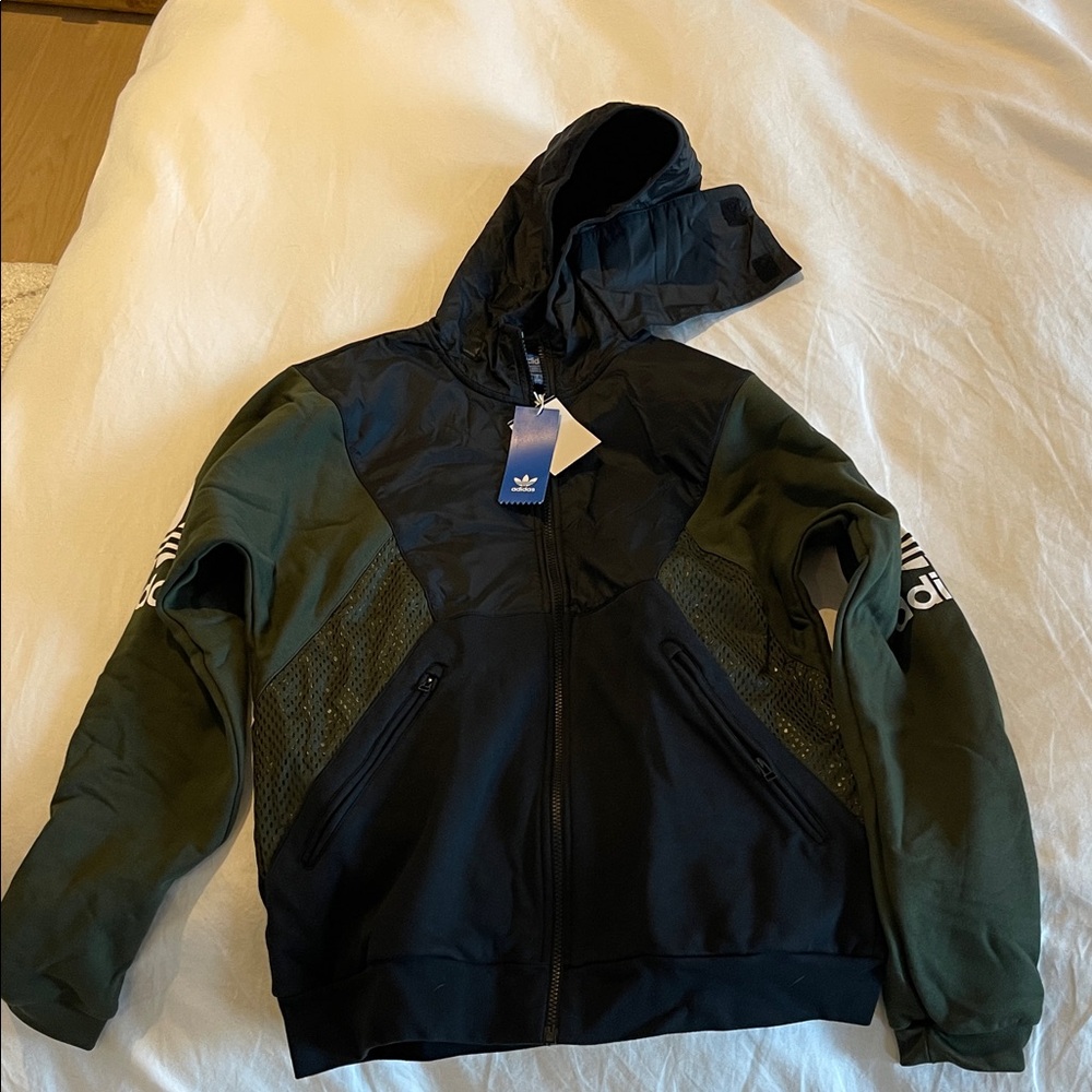 Adidas Men's Black and Olive Windbreaker